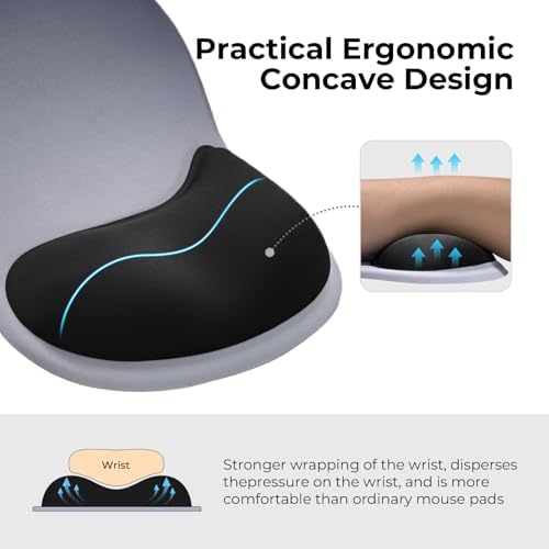 EooCoo Mouse Pad with Gel Wrist Rest, Ergonomic Mousepad Wrist Alignment