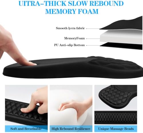 Wrist Rest for Computer Keyboard and Mouse Pad Set with Massage Design