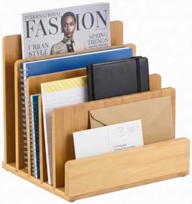Bamboo Mail Organizer, File Holder for Office, Countertop