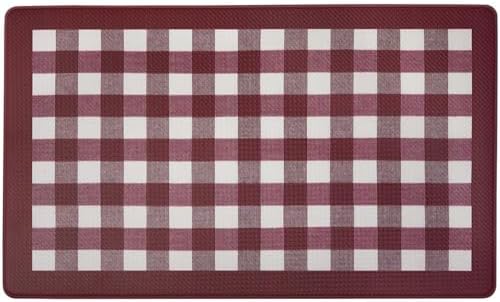 Anti-Fatigue Floor Comfort Mat, 18 x 30 in, Buffalo Check Burgundy