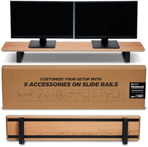 ULTRARM Moodular Wooden Monitor Stand Desk Organizer, Large 45.6" Oak