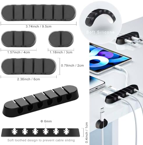 ZIIYAN 163 PCS Cable Management Kit, 3 Wire Organizer Sleeve, 8 Self Adhesive Cable Holder, 25 Cord Clips, 20+2 Roll Reusable Cable Straps and 100 Fastening Cable Ties for Computer TV Under Desk