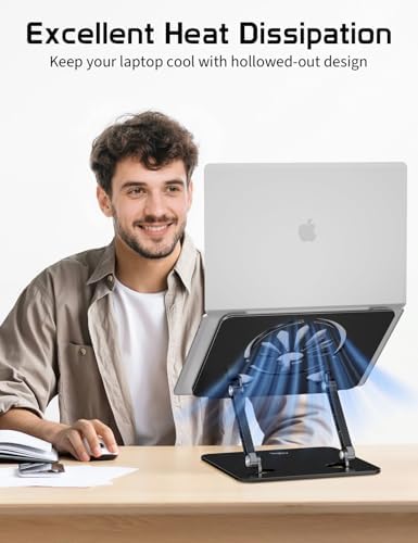 Adjustable Aluminum Laptop Stand for Desk,Ergonomic Riser, Black