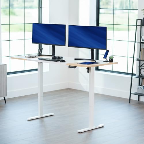 VIVO White/Light Wood 71 x 30 in Standing Desk, DESK-KIT-1W7WC
