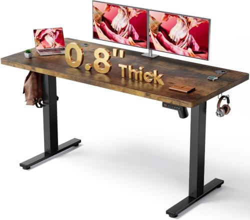 Brown 47x24 in Electric Standing Desk, 0.8 Inch Thick Tabletop