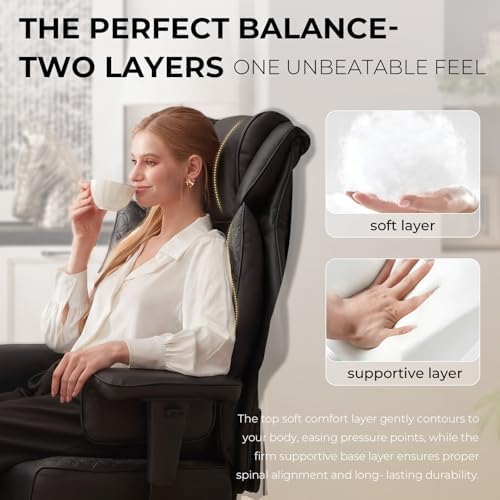 Dowinx Big and Tall Office Chair 400 Lbs with Rotating Massage Lumbar Support, Thick Seat Cushion and Adjustable Armrest,Computer Gaming Chair with Footrest,Black