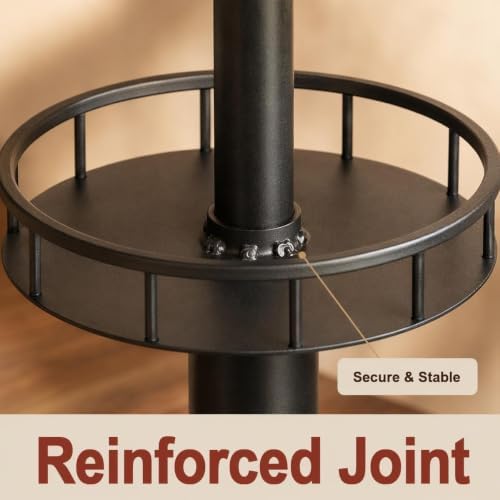 LOKKHAN 42" Tall Rustic Industrial Bar Table with Storage-19.68" Dia Round Wooden Top Metal Bar Height Adjustable Standing Pub Table-Dining Room Cocktail Bistro Table