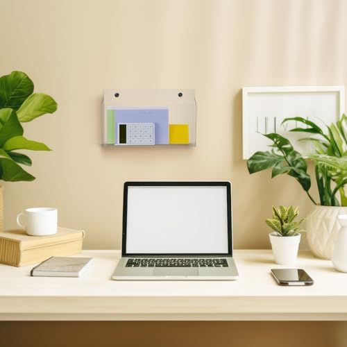 Feifeiya 1 Pcs Clear Acrylic File Holder Wall Mount, 14"x8.3"x2.4"