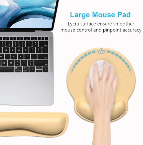 Dapesuom Keyboard Wrist Rest and Mouse Pad with Wrist Support, Cute Memory Foam Cushion for Keyboard and Mouse Set, Ergonomic Pad Rests with Non Slip Base for Easy Typing & Pain Relief, Navajo White