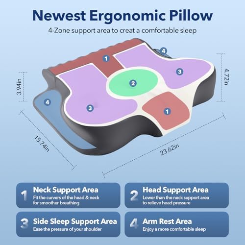 Orthopedic Memory Foam Pillows –Adjustable Cooling Neck Pillow, Cervical Support Pillow for Neck Pain Relief, Cervical Pillow for All Sleep Positions, Ergonomic Pillow