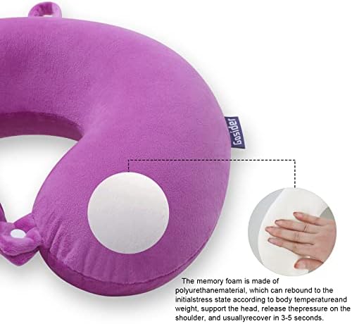 Travel Pillow, Memory Foam Neck Pillow, Airplane Pillow, Purple