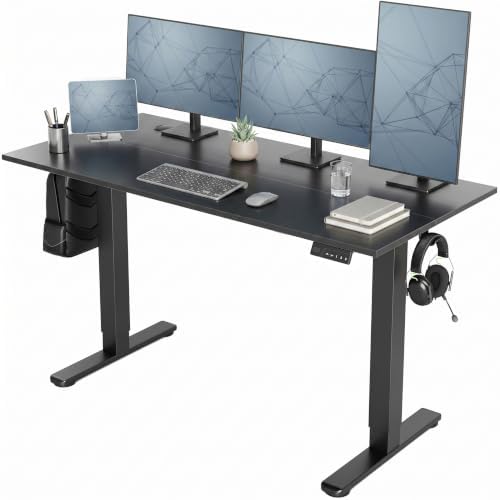 Claiks Electric Standing Desk, 55x24 Inch, Black