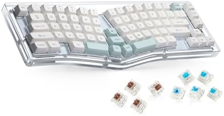 SurnQiee Programmable Bluetooth & Wired Mechanical Keyboard with Backlight, QMK Compiled Crystal Wireless, Hot-Swappable Silent Switch, Ergonomic 70% Layout