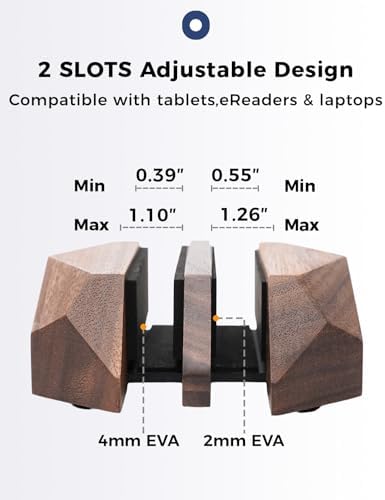 Dual Laptop Holder Adjustable Vertical Laptop Stand, 2 Slots MacBook Stand Wood,Wooden Laptop Stand,Vertical Laptop Holder for Desk, Widen Dock Fits All MacBook/Surface pro