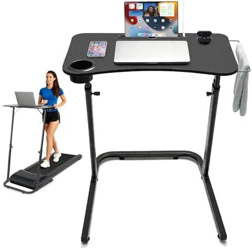 Stepwaver Treadmill Desk, Small Standing Desk for Walking Pad, 30-47 Inch Adjustable Height Walking Pad Stand for Treadmill, Portable Standing Table for Bike - Black
