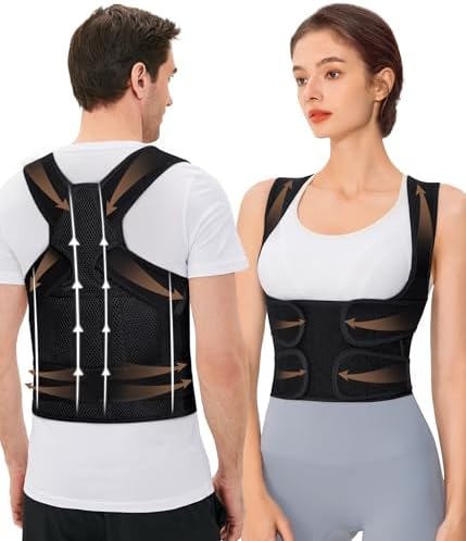 URSEXYLY Back Brace Posture Corrector for Women and Men, Breathable Shoulder Brace, Upper and Lower Back Pain Relief, Adjustable Full Back Support(Small,Black)
