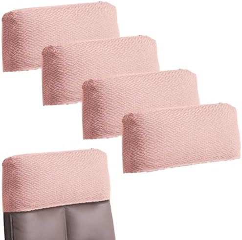 Stretch Office Chair Headrest Cover Jacquard Headrest Slipcover for Office Chairs Non Slip Head Rest Chair Furniture Protector for High Back Computer Chairs Set of 4 Light Pink