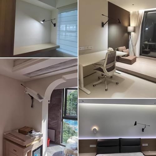 Adjustable Directional Plug in wall Light Swing arm, Unique Long Pole wall Lamps for Living Room Sofa Background Wall, Movable Retro Style Dining Table Large wall Mount lamp, E26 Base
