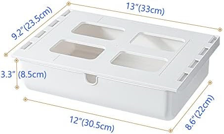 Poeland Under Desk Drawer Self-Stick Storage Organizer for Office Home School Large Size White 2 Pack