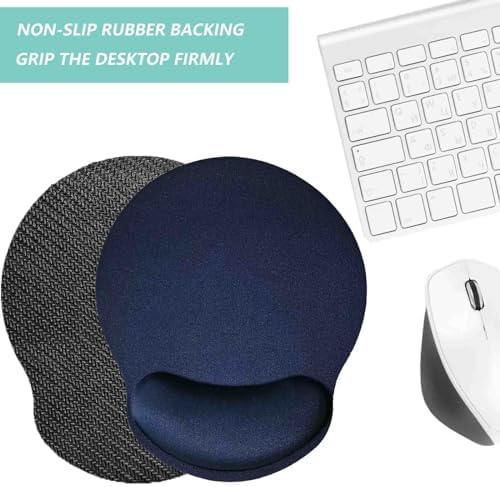 Mouse Pad with Wrist Support, Ergonomic Mouse Pad with Memory Foam Wrist Rest Cushion, Non-Slip Rubber Base Gaming Mice Pad for Home Office Computer Laptop, Navy Blue