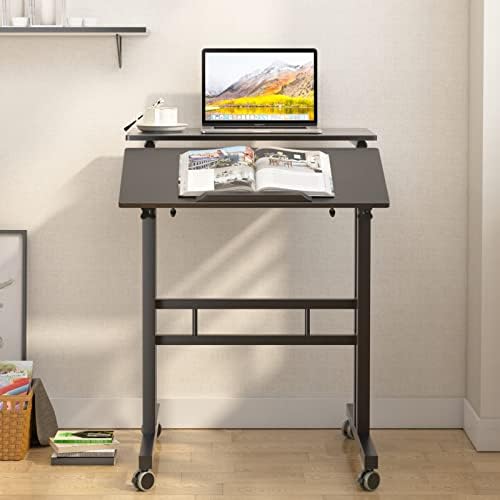 soges 23.6inch Height Adjustable Desk Laptop Desk on The Wheels, Black