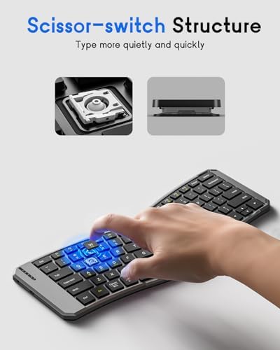MoKo Ergonomic Foldable Keyboard, Split Portable Folding Bluetooth Keyboard