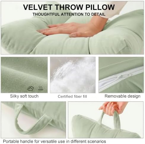 Lumbar Support Pillow for Office Chair and Car Seat, Celadon Green