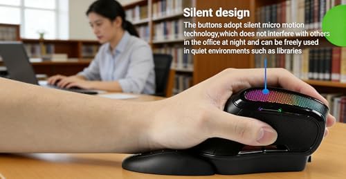 Ergonomic mouse, Wireless Vertical mouse, RGB Light ,Human Engineering, Gaming, 6 buttons, 2.4G ,800/1200/1600/3200 DPI, rechargeable, Mute, Detachable hand pads, Mac/Windows/IOS/ PC Compatible
