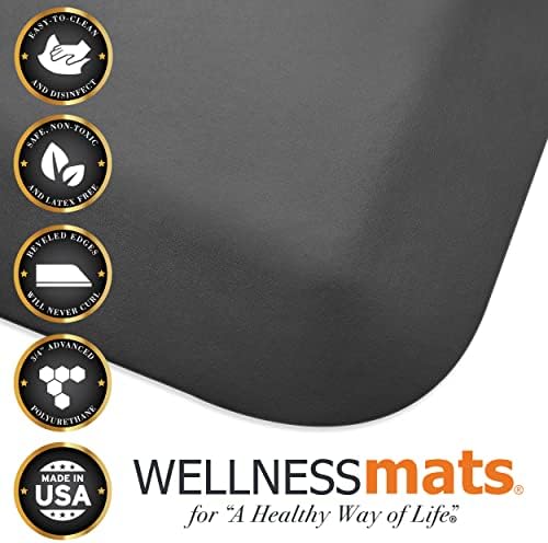 WellnessMats Original Collection Anti-Fatigue Floor Mat, Polyurethane – Ergonomic Support Pad for Home, Kitchen, Garage, Office Standing Desk – Water Resistant - Made in USA