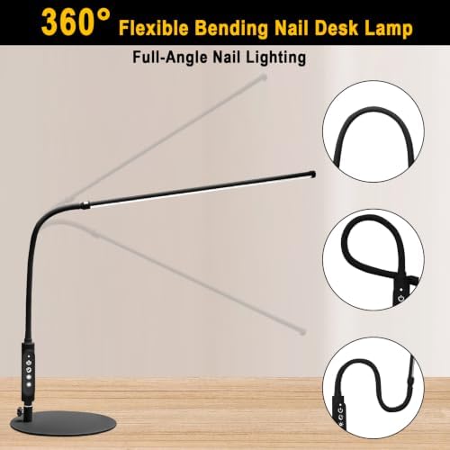 CGBE LED Desk Lamp, 23.6" Nail Light for Desk with Adjustable Gooseneck