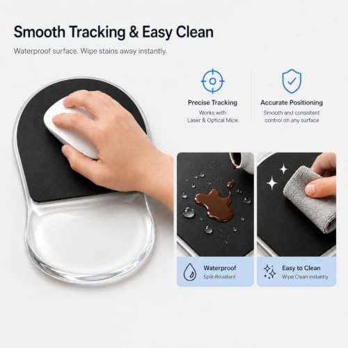 Black Gel Mouse Pad with Wrist Support, Erogonomic Cooling Wrist Pad