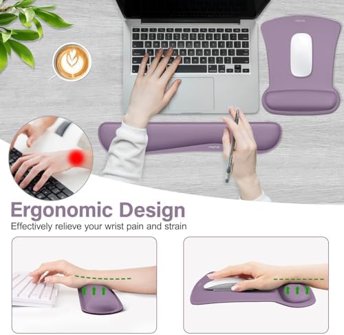MOSISO Wrist Rest Support for Mouse Pad & Keyboard Set, Ultra Violet