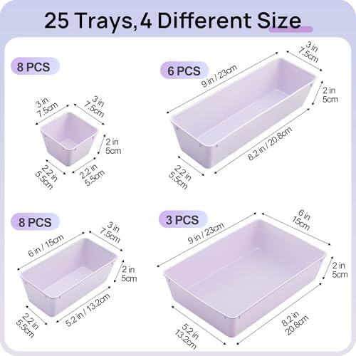 Vtopmart 25 Pack Plastic Drawer Organizers with Non-slip Rubber Pads
