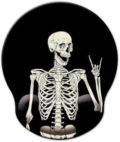 Mouse Pad with Wrist Support, Ergonomic Mouse Pad with Memory Foam Wrist Rest Cushion, Non-Slip Rubber Base Gaming Mice Pad for Home Office Computer Laptop, Human Skeleton