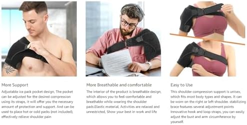 Extended Large Size Shoulder Brace, Adjustable Large Size Shoulder Support for Men and Women Spoorts and Relife of Pain (Black L)