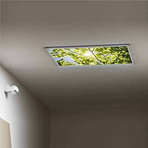 Fluorescent Light Cover Decorative Ceiling Light Filters,Leaves Pattern,for Classroom Office Hospitals Home Ceiling Decorative,2ft x 4ft,Green