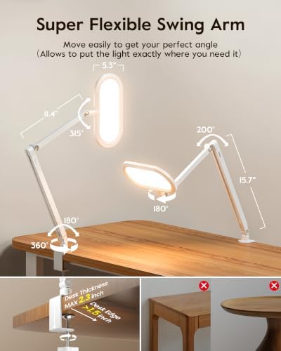 LitONES LED Desk Lamp with Clamp and Stepless Remote, Dual-Sided Soft Light