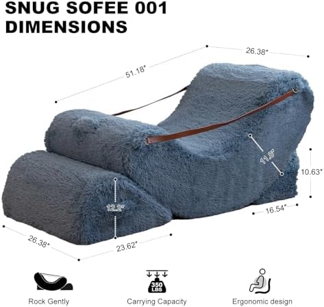 Quiet Rocking Chair, 3-in-1 Adjustable Boneless Floor Recliner for Adults