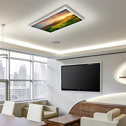 Fluorescent Light Cover Decorative Ceiling Light Filters,Mountain Landscape Pattern,for Classroom Office Hospitals Home Ceiling Decorative,2ft x 4ft,Green Blue