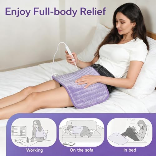 Electric Heating Pad for Back & Period, 6 Heat Settings Auto Off
