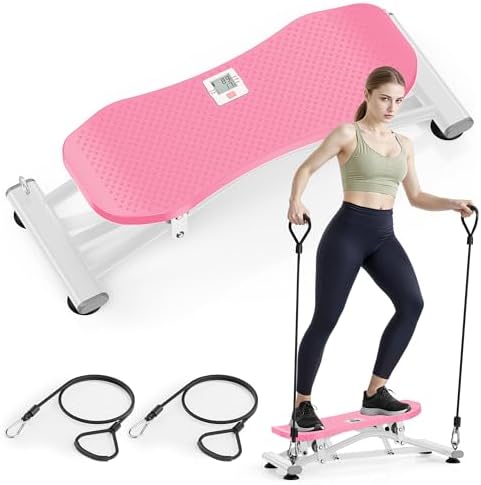 RYGEO Balance Board with Resistance Bands, Versatile Rocking Stepper, Wobble Board Featuring LCD Monitor, 330 lbs High-Capacity Ski Twister Trainer for Full Body Exercise at Home