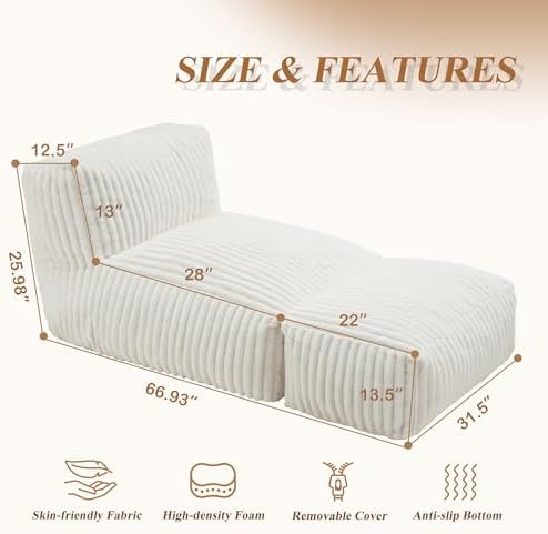 Hobestluk Large Bean Bag Chairs Sofa for Adults Giant BeanBag Couch Lounger