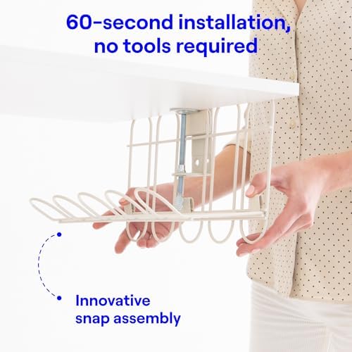 CarryUp Under Desk Cable Tray for Dorm Room - Cream