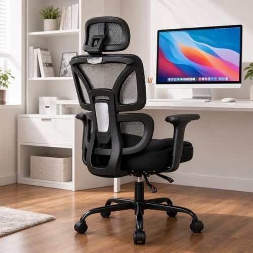Ergonomic Office Chair with Footrest - High Mesh Back Computer Desk Chair