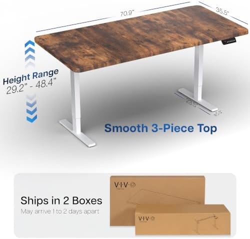 VIVO Rustic Vintage Brown 71 x 36 in Standing Desk, DESK-KIT-1W7N-36