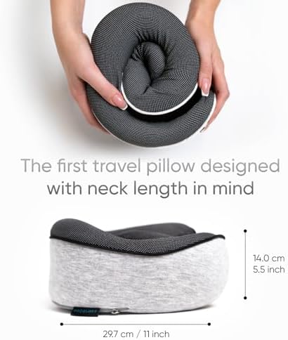 Proglobe Travel Neck Pillow for Airplanes, Long Haul Flight Kit, Grey
