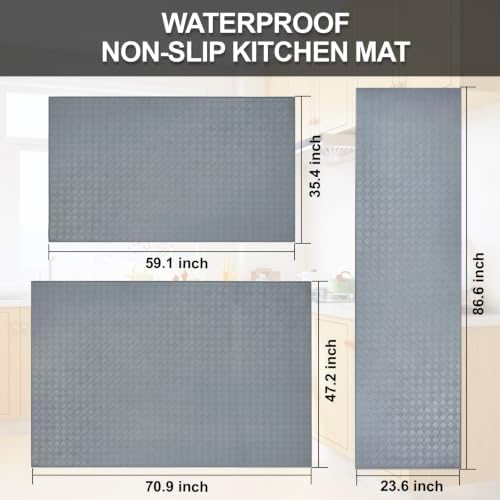Kitchen Mats and Rugs Cushioned Anti-Fatigue, 23.6" x 86.6", Gray