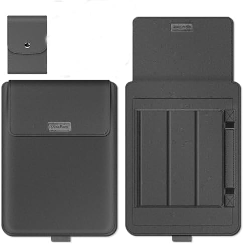 Laptop Sleeve 16-17" Case with Stand Compatible with Microsoft Surface Laptop 5/4/3/2 13.5", MacBook Air/Pro 13.3", PU Leather Sleeve for 15-16" Computers - Grey