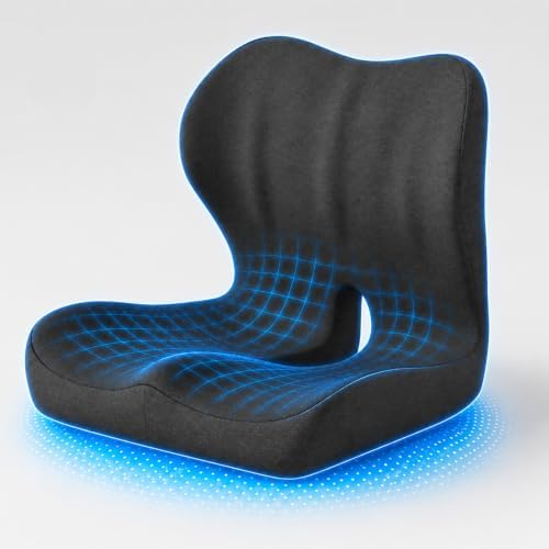 Ergonomic Memory Foam Seat Cushion with Back Support, Office Chair Cushion