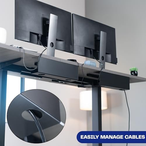VIVO 2 Pack Black 17 in Under Desk Cable Management Tray, DESK-AC06-2C